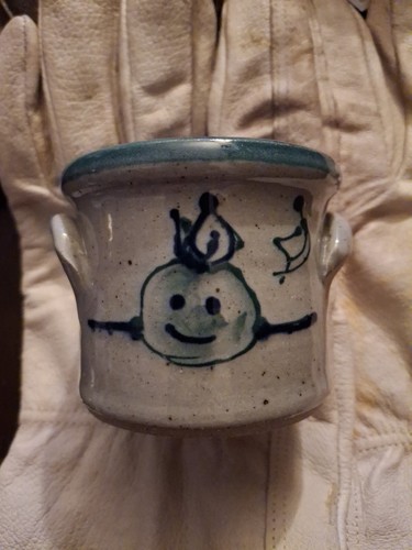 Great Bay Art Pottery Christmas Snowman Head Penguin Angel Pot Planter Handles.