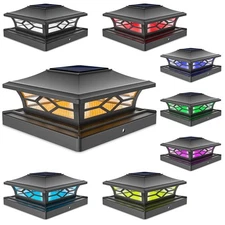 Solar Post Cap Light Outdoor Waterproof: RGB Color Changing - Solar Fence Cap...