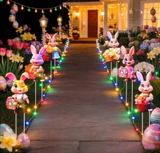 Outdoor Easter Bunny LED Yard Decorations 6-Pack 393.7in Lights Porch Home Decor