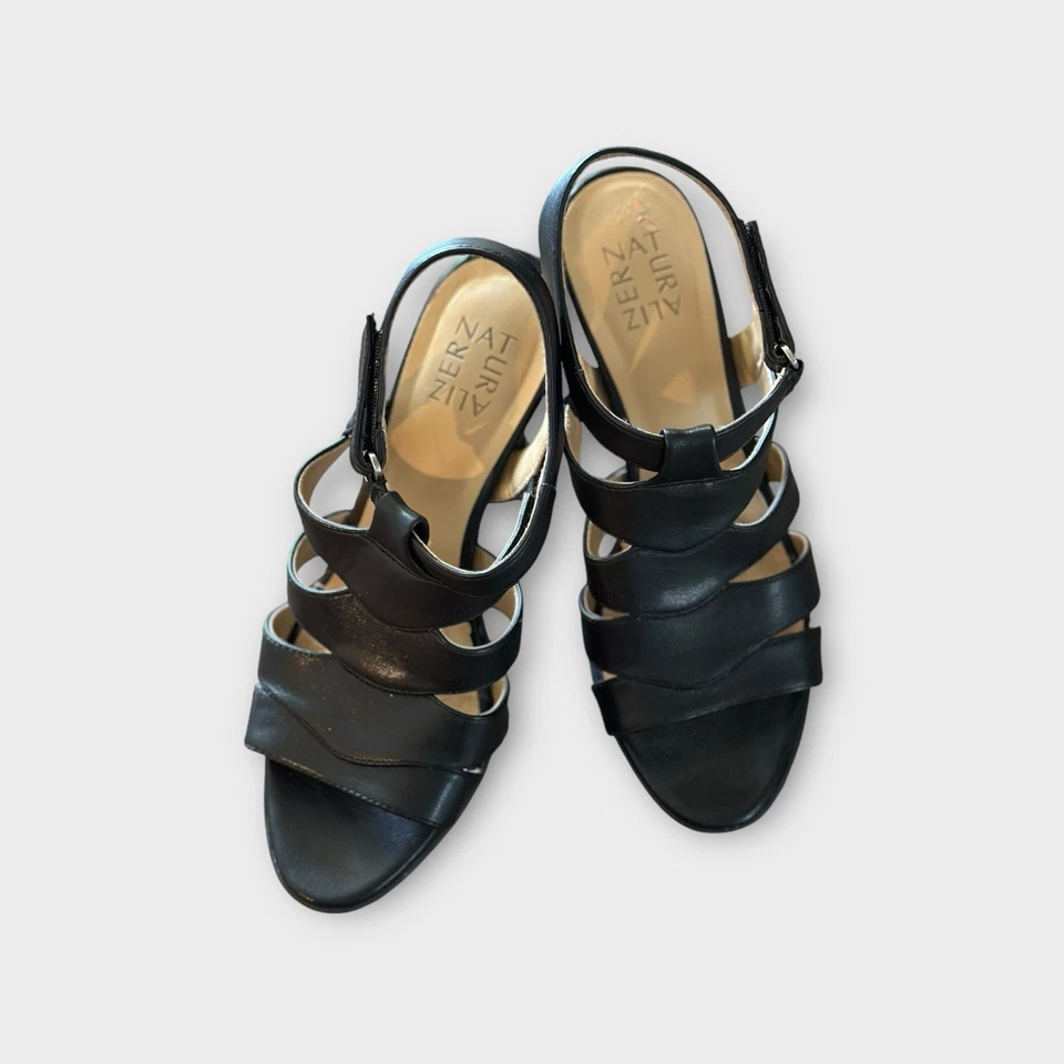 Sandalias de tacón de gladiador negras Naturalizer para mujer 8 W tacón de 3,5 pulgadas ENVÍO GRATUITO Foto 2 de 4