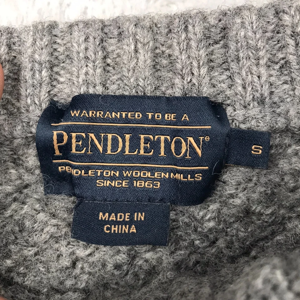 Pendleton Shetland Fisherman Sweater Mens S Gray Wool Cable Knit Crew Pullover - Image 2 of 4