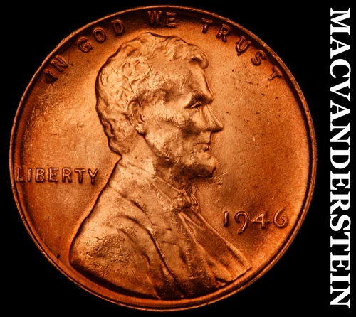 1946 Lincoln Wheat Cent- Red- Choice Gem Brilliant Uncirculated Luster #J3856