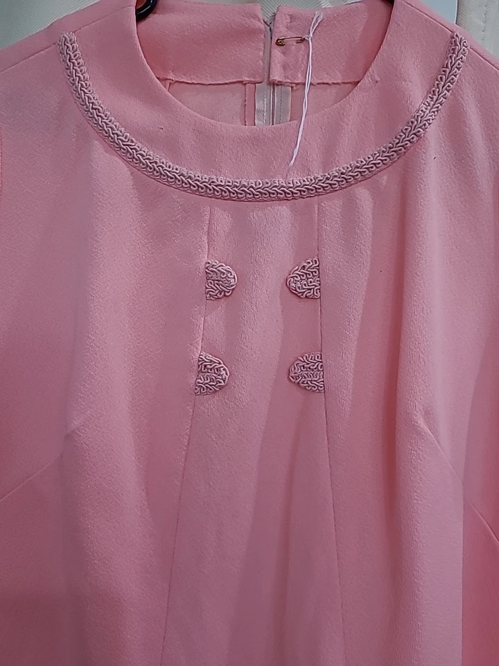 Vestido informal rosa vintage años 60 mod cambio día doble tejido poliéster Foto 2 de 4