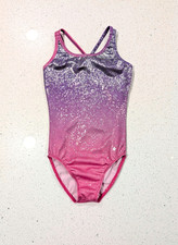 OMBRE Destira Gymnastics Dance Leotard Small Metallic HOLOGRAPHIC Strappy Back