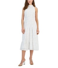 Sam Edelman Womens Textured Midi Dress, Off-White, 12