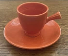 Fiesta Stick Handle Demitasse Cup & Saucer "Orange" Homer Laughlin