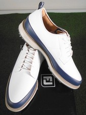 NIB Footjoy  DryJoys Premiere Field LX Spiked Golf Shoes, White / Navy, 54395