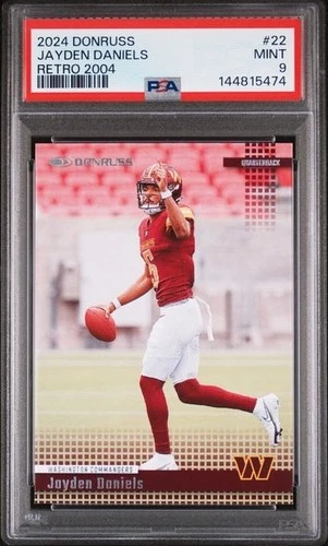 #144815474 2024 PANINI DONRUSS RETRO 2004 #22 JAYDEN DANIELS PSA 9