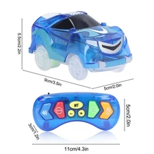 ₁ Blue Tracks Cars 6 LED Lights Remote Control Light Up Track Cars With Music