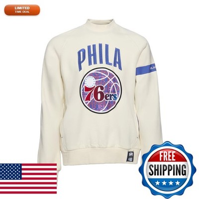 Two Hype NBA Men's Knitted Fleece Crewneck Sweatshirt - Cream