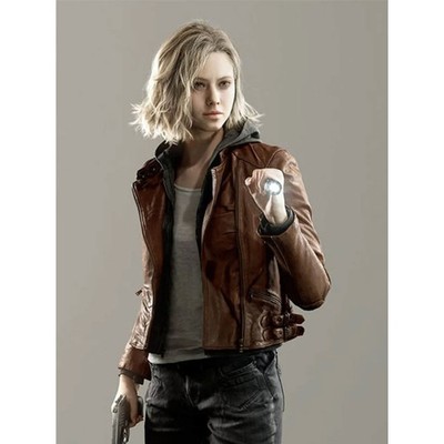 Handmade Resident Evil Requiem 9 Grace Ashcroft Brown Leather Jacket Men n Women