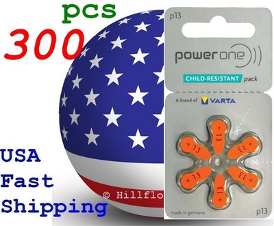 300 pcs p13  13 PR48 PowerOne wireless Card 1.45V Zinc Air Hearing Aid Battery