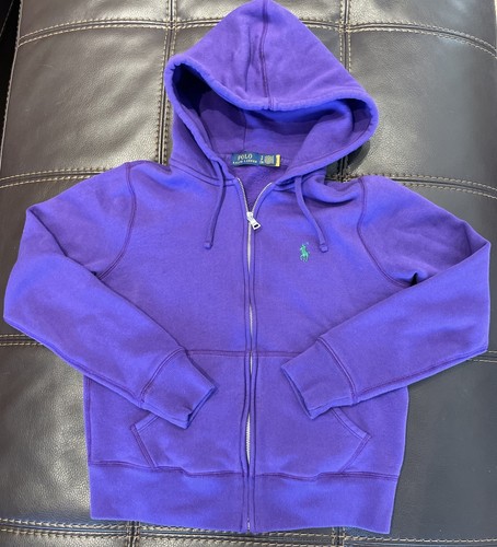 Polo Ralph Lauren Cotton Blend Fleece Hoodie Full Zip Pony Purple Youth Sz Small - Picture 2 of 11