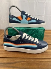 Soludos Rainbow Wave SZ 7.5 Women's Embroidered Navy Sneakers Shoes NWOB