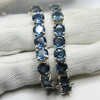 28 Ct Natural Alexandrite Color Change Round Gemstone Silver 925 Tennis Bracelet