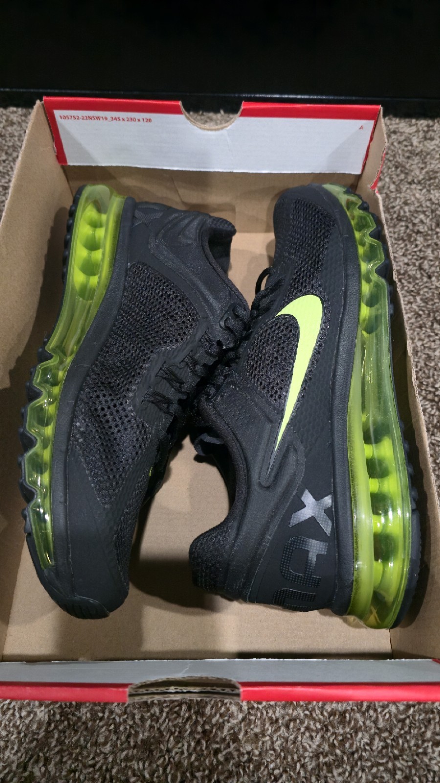Nike Air Max 2013 Black/cyber.      Size 10 HF3660 001 thumbnail 6