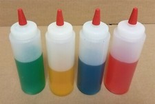 8 oz WIDE MOUTH LDPE Squeezable Plastic Condiment Bottles Lot of 4