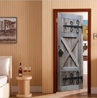 3D Wall Art Rustic Wood Barn Door Sticker PVC Decal Self-adhesive Wrap Mural