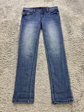 Cache Jeans Women 2 Mid Rise Slim Fit Ankle Crop Embellished Pockets Y2K Denim