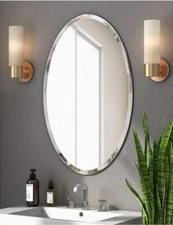 KOHROS Oval Beveled Polished Frameless Wall Mirror forBathroom, Vanity, Bedroom