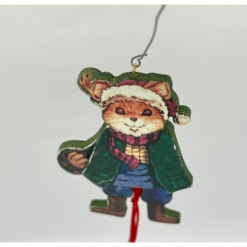 Vintage Pull String Puppet Christmas Ornament Wooden Fox Nostalgic Christmas - Picture 2 of 4