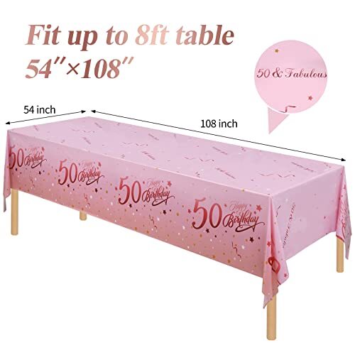 3 Pack Rose Gold Plastic Table Cover for Rectangle Tables Women Party 54x108