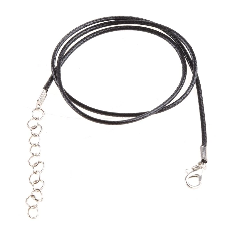 18 Clasp Chain Black Leather Wax Rope Cord Necklace with Lobster Clasp for DIY