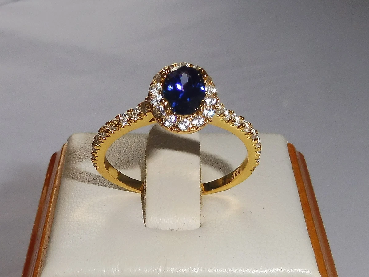 Damen 925 Sterling Silber und 18 Karat Gelbgold Tansanit wei en