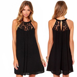 Womens-Sleeveless-Lace-Chiffon-Sundress-Ladies-Holiday-Halter-Neck-Mini-Dress-US