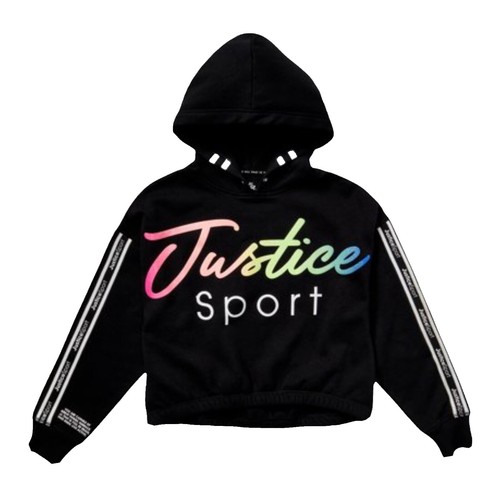 Pull Fille Justice à Capuche Sherpa, Quart Zip, Logo Noir, Taille 18/20 - Neuf Avec étiquettes