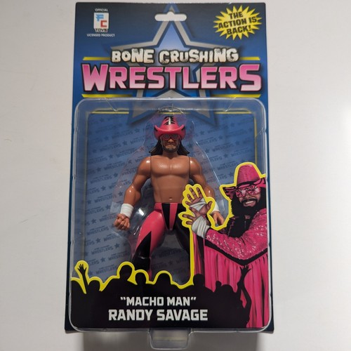 FC Bone Crushing Wrestlers Serie 1 Macho Man Randy Savage MOC WWF Rosa