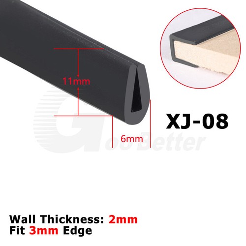 Black Rubber Edge Trim U-Channel Edging Protector Guard Seal Round/Flat Buttom - Picture 18 of 42