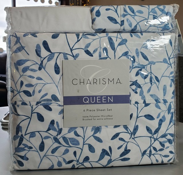 Charisma Queen 6 Pcs Sheet Set Willow Indigo 100 Polyester Microfiber