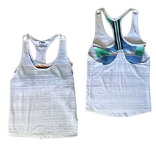 Fila Sport Double Layer Colorblock Ombr  Sports Bra Mesh Logo Tank Top XS