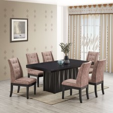 Muebles Marca Kings - Juego de comedor de 7 piezas, mesa y 6 sillas, marrón oscuro