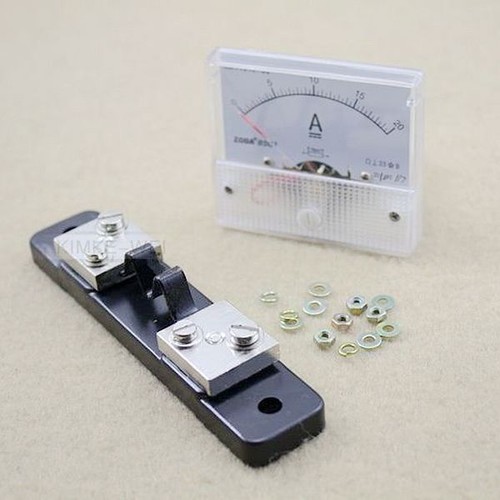 DC 0-20A Gleichstrom Analog Amperemeter Strom Meßgerät Panel + Shunt Widerstand - 第 1/8 張圖片