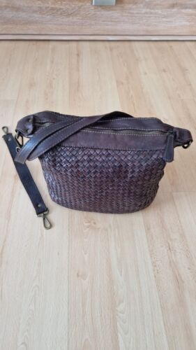 Schultertasche Handtasche Leder Braun Damen Italy Flechttasche - Bild 2 von 3