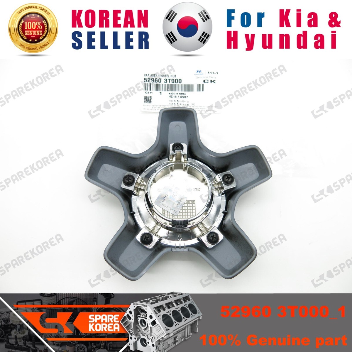 Genuine/OEM 529603T000 CAP ASSY-WHEEL HUB for Kia K9 (K900) 13 | eBay