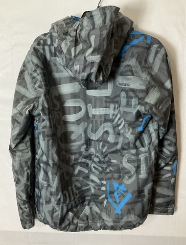 Quiksilver Gray All Over Print Puffer Coat With Detachable Hood Boys L(14) - Picture 18 of 20