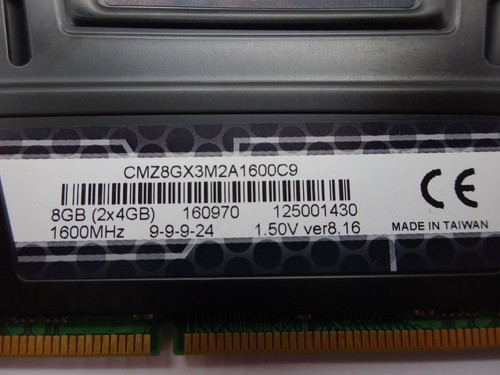 Corsair Vengeance 8GB (2x4GB) DDR3 CMZ8GX3M2A1600C9 1.50V ver8.16 #RX116 - Bild 2 von 3