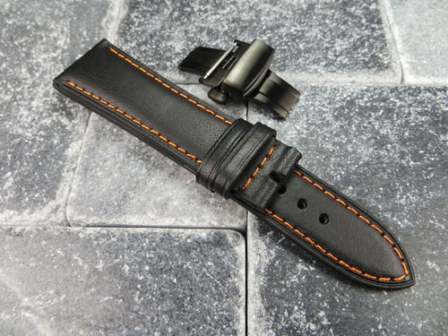 Cinturino in pelle di vitello 21 mm PVD fibbia pieghevole cinturino orologio set LONGINES nero x1 - Foto 25 di 38