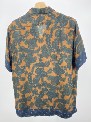 トップス dries van noten size34 Dries Van Noten: Black & Gray Silk Short Sleeve Shirt | SSENSE