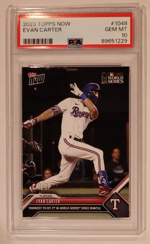 2023 Topps Now Evan Carter 1048 Youngest To Hit 3 In WS Since Mantle RC PSA 10