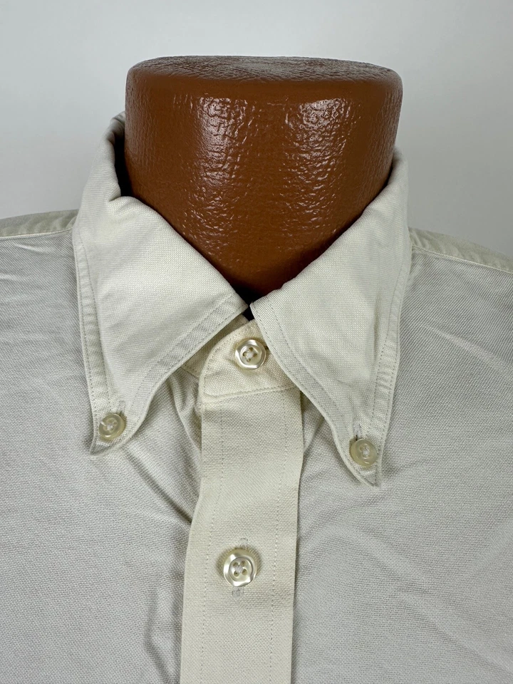 Camisa Oxford Lands End Supima Hyde Park Hombres 17 36 XL Alta Marfil Peso Medio Algodón Foto 4 de 4