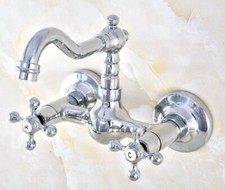 Polished Chrome Brass Laundry Bathroom Kitchen Wall Mount Sink Faucet Gnf584