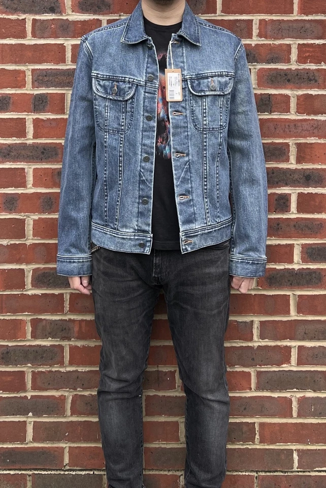 APC Mens Denim Trucker Jacket SMALL A.P.C. Regular Fit Japanese Biker Bomber - Image 4 of 4