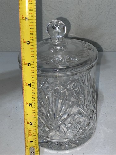 Vintage Lead Crystal Canister Jar Dish With Lid Etched Clear Heavy 6.5” - Picture 5 of 7