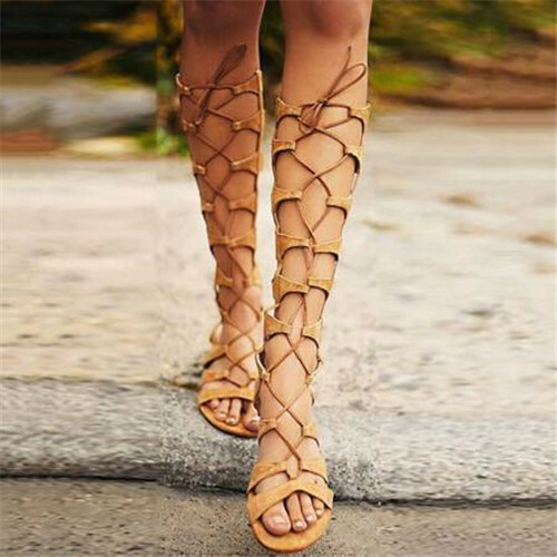 knee length gladiator sandals
