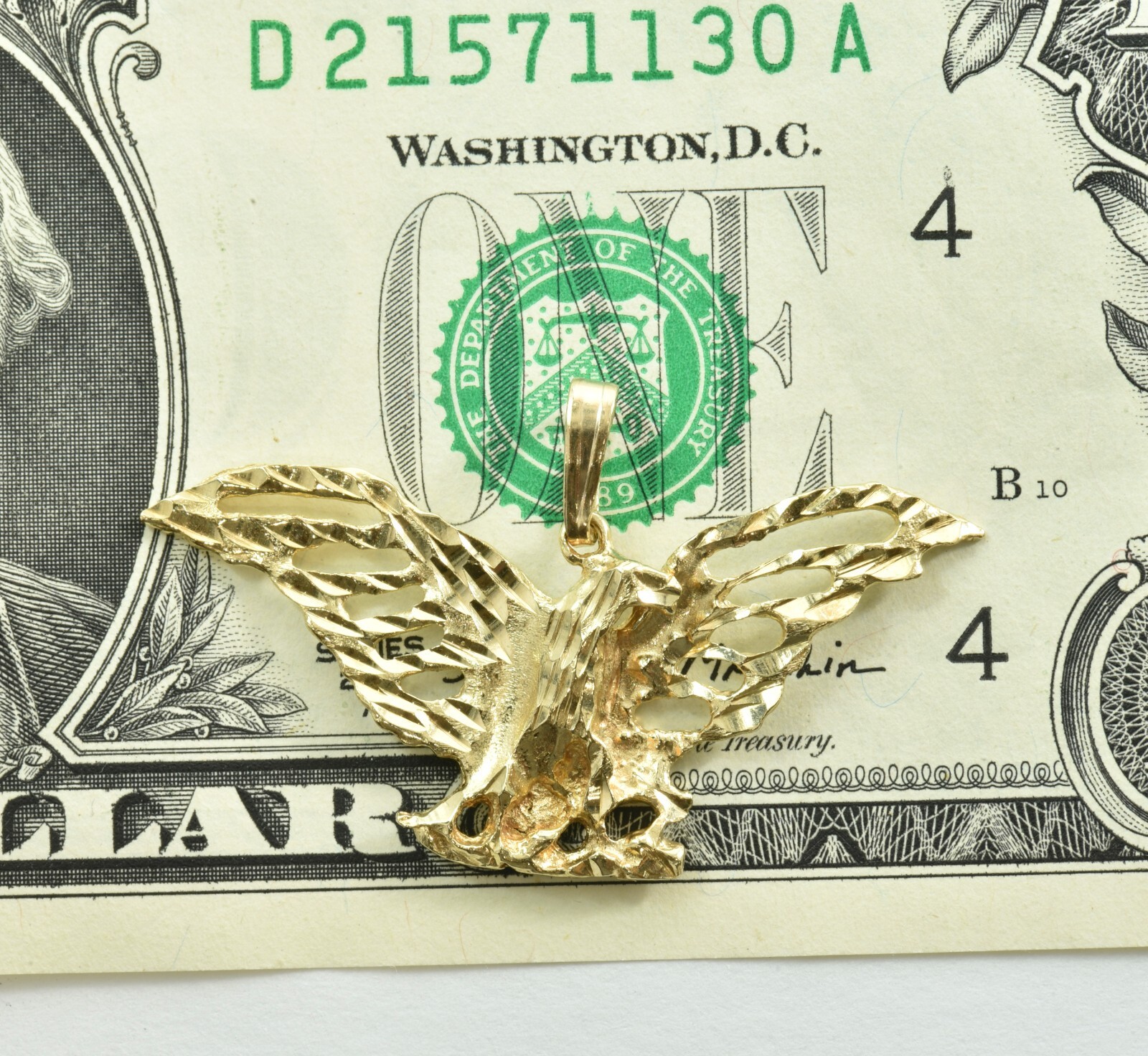 Solid 14k Gold Eagle with spread wings Charm Pend… - image 7