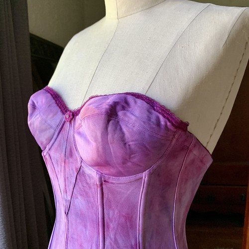 GEFÄRBTE BLÄTTER Vintage botanisch handgefärbtes Korsett Bustier 34B - Bild 4 von 7